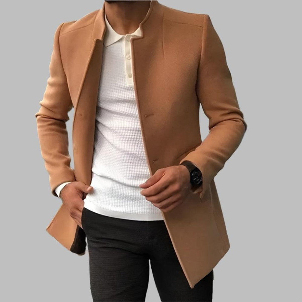 Harrison | Men's Slim Fit Wool Coat Stand Collar