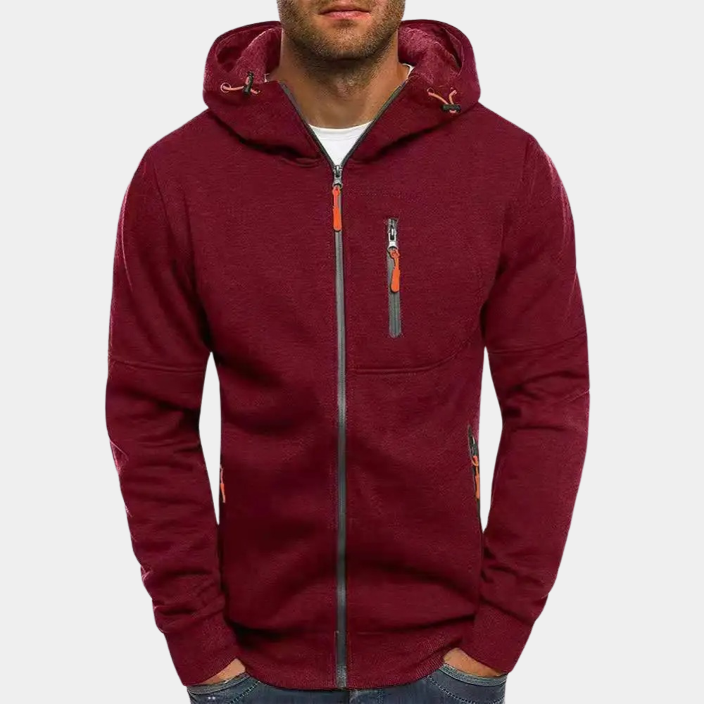 John | Men's Zip Up Hoodie Multi Pocket Hooded Sweatshirt
