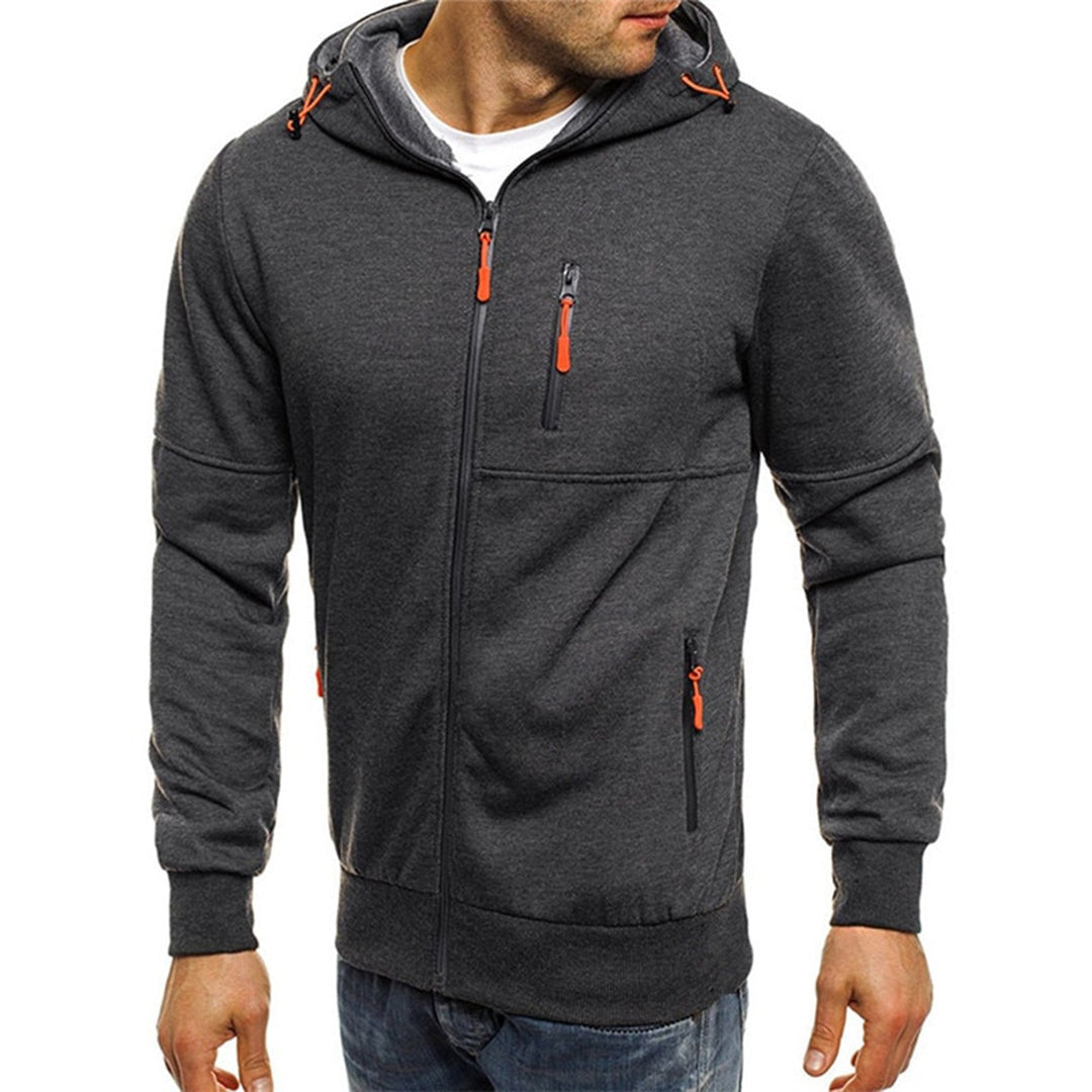 John | Men's Zip Up Hoodie Multi Pocket Hooded Sweatshirt