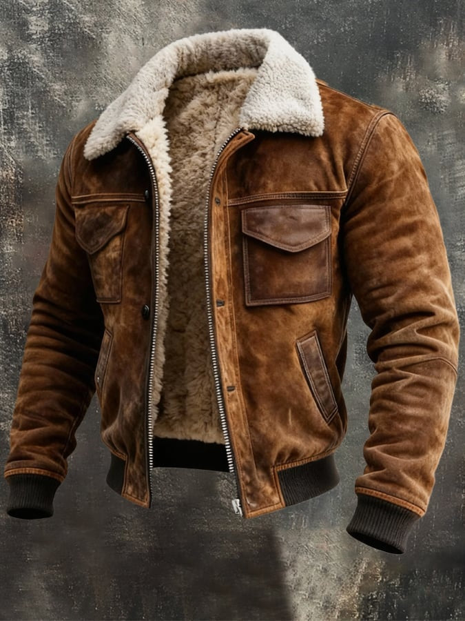 Lucas | Men's Suede Sherpa Lined Jacket Winter Coat