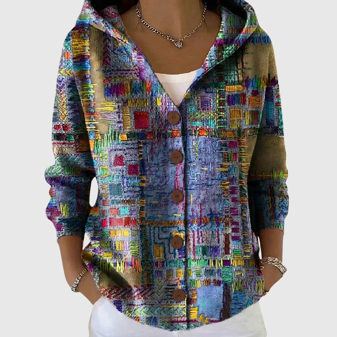 Sophia | Women's Striped Knit Cardigan Button Up V Neck