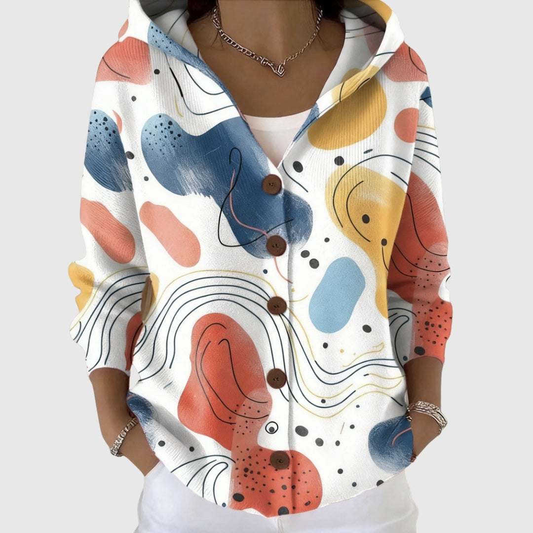 Sophia | Women's Striped Knit Cardigan Button Up V Neck