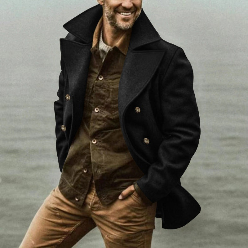 Shane | Men's Wool Blend Coat Double Breasted Lapel Collar