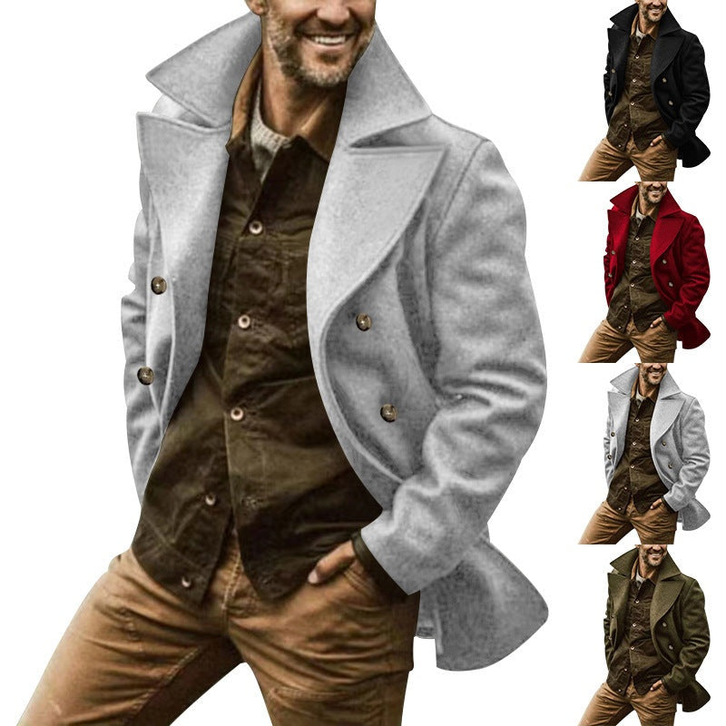 Shane | Men's Wool Blend Coat Double Breasted Lapel Collar