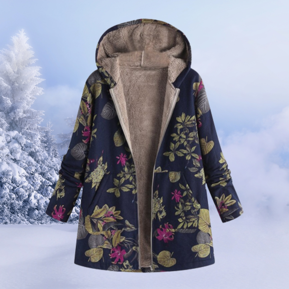 Josie | Women's Printed Long Sherpa Jacket Hooded