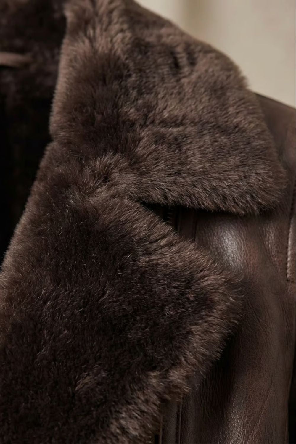 Audrey | Women's Pleather Jacket with Faux Shearling Collar