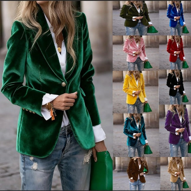 Aurora | Women's Velvet Blazer Single-Breasted Fitted with Notched Lapel