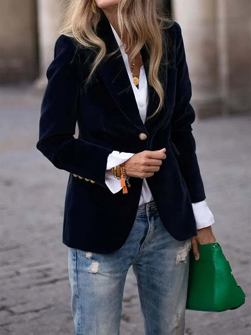 Aurora | Women's Velvet Blazer Single-Breasted Fitted with Notched Lapel