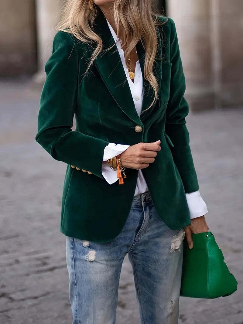 Aurora | Women's Velvet Blazer Single-Breasted Fitted with Notched Lapel
