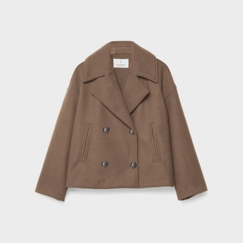 Claire | Women's Short Peacoat Wool Blend Double Breasted Lapel