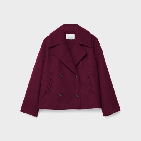 Claire | Women's Short Peacoat Wool Blend Double Breasted Lapel