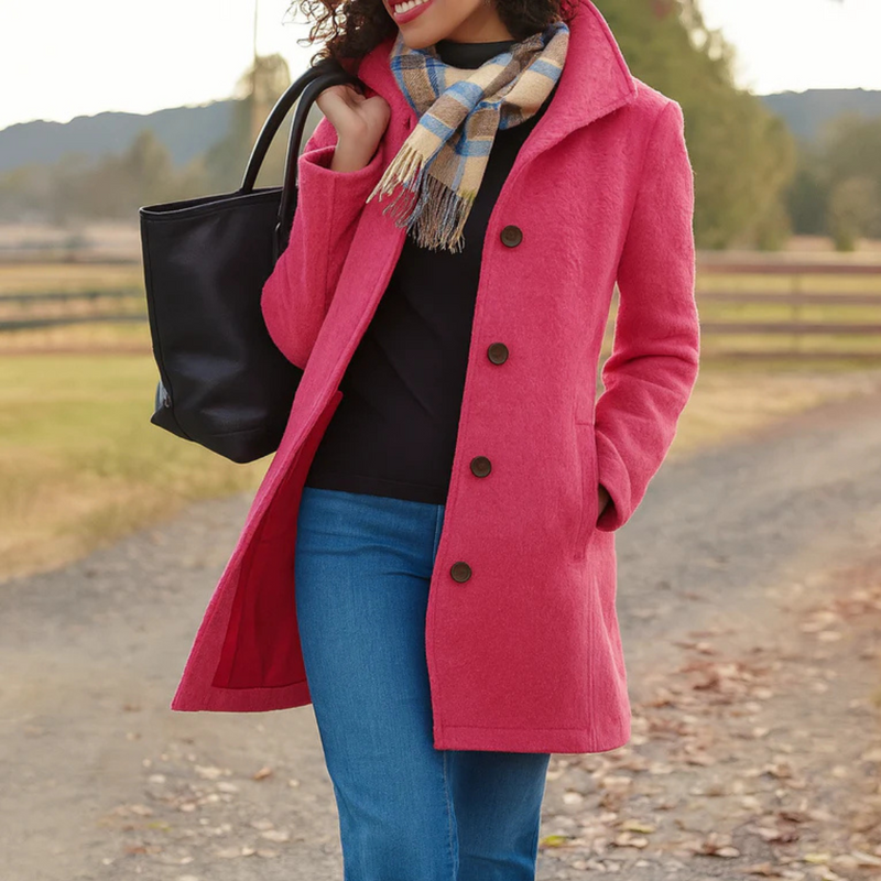 Catherine | Women's Elegant Wool Blend Coat Lapel Collar