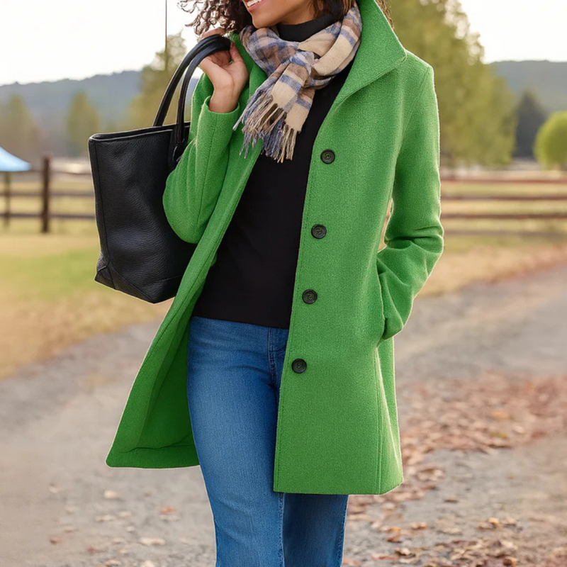 Catherine | Women's Elegant Wool Blend Coat Lapel Collar