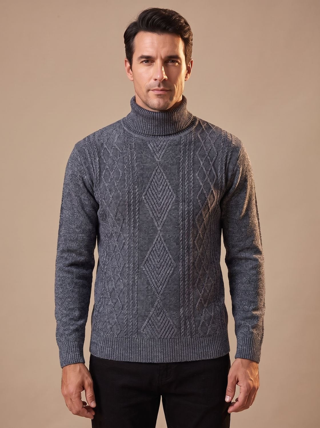 Benjamin | Men's Turtleneck Sweater Fisherman Cable Knit