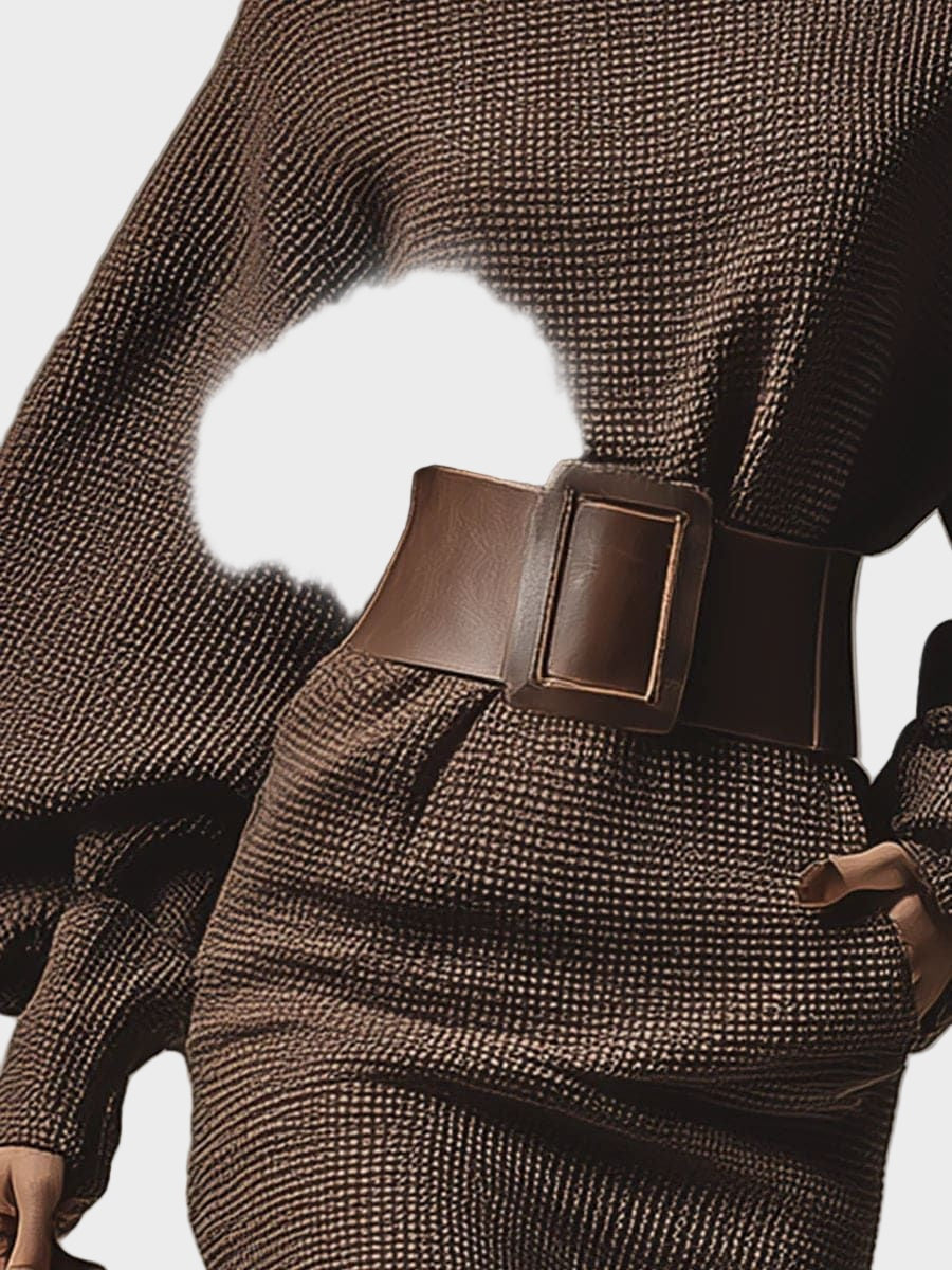 Mia | Women's Belted Sweater Dress Long Sleeve Mini Knit