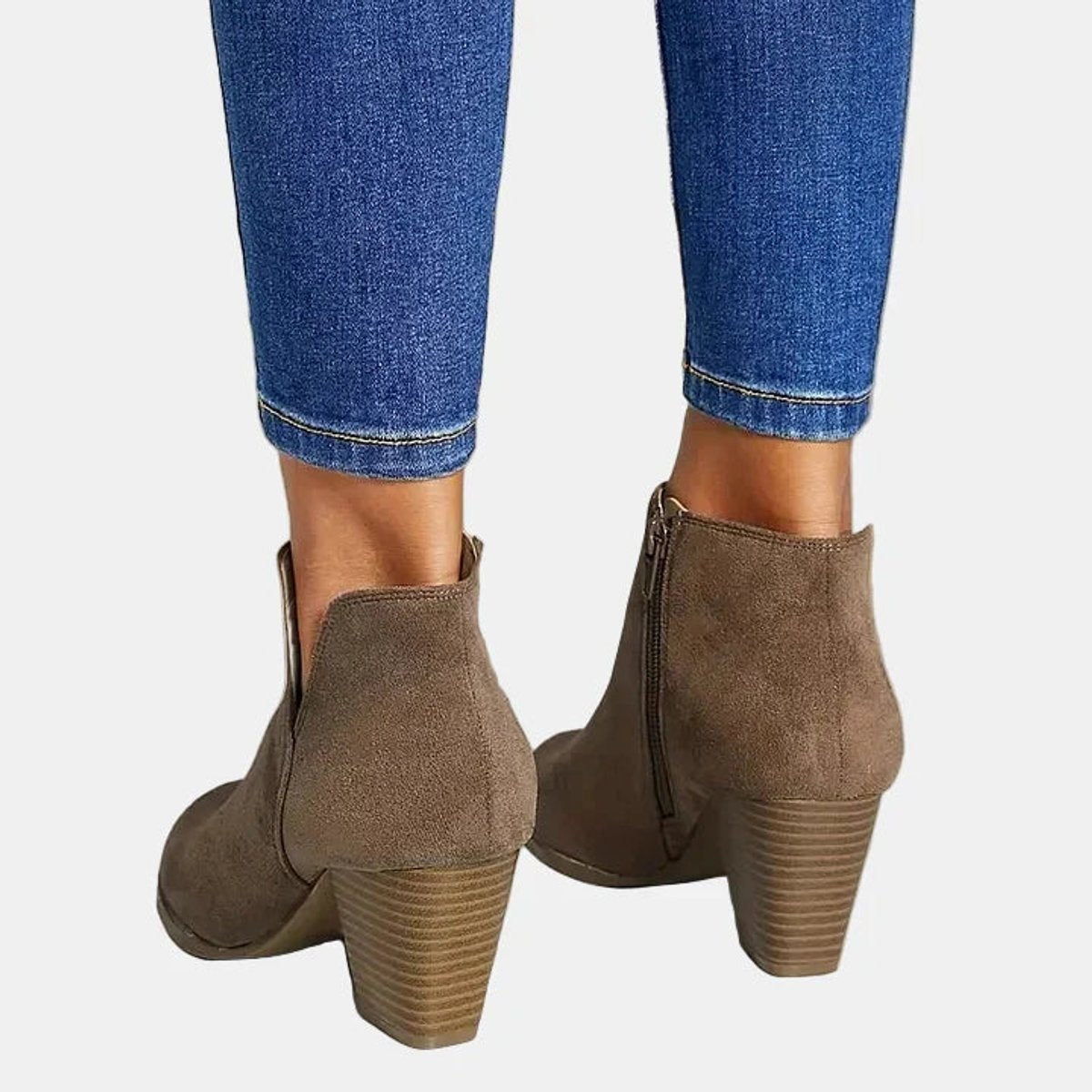 Juliette | Women's Suede Block Heel Ankle Boots Side Zip Booties