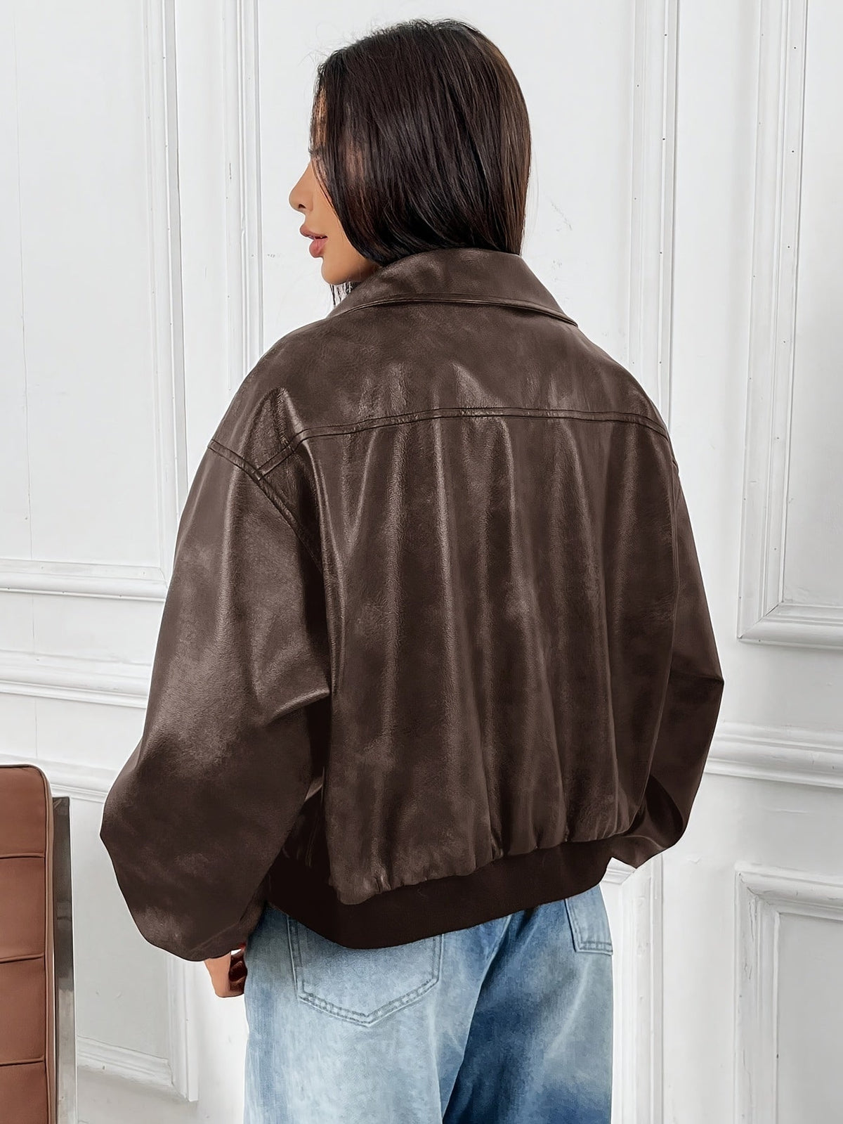 Alexa | Women's Leather Jacket Zip Up Lapel