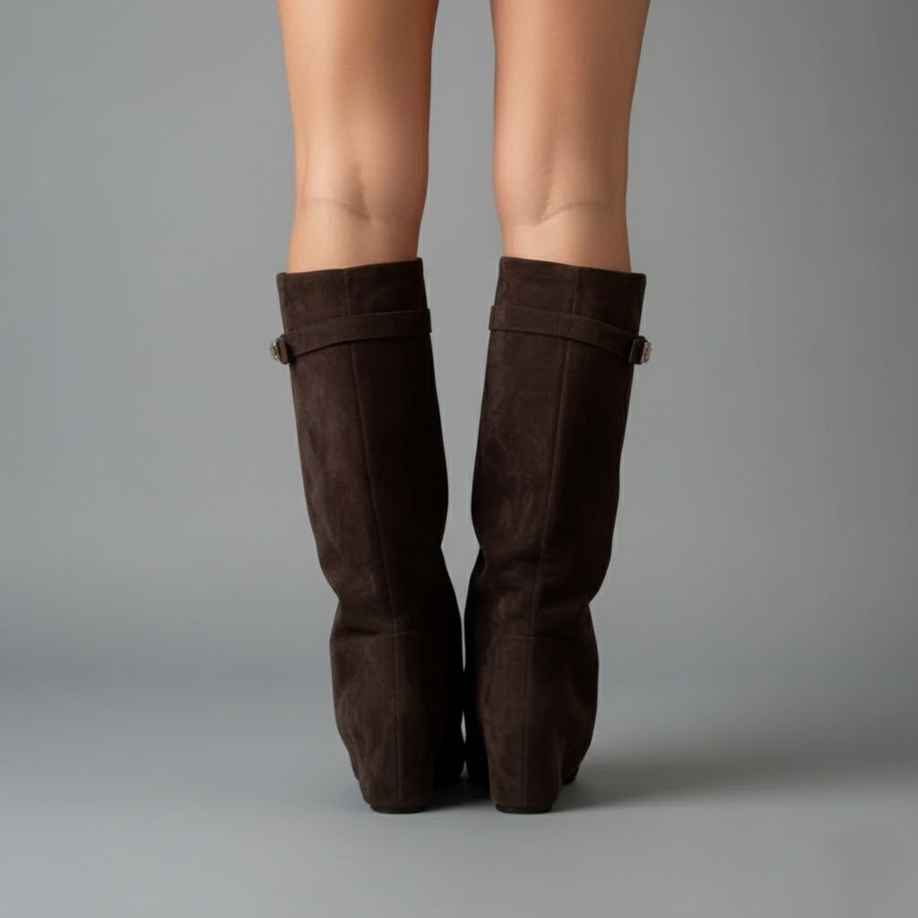 Isla | Women's Suede Knee High Boots Heeled Tall
