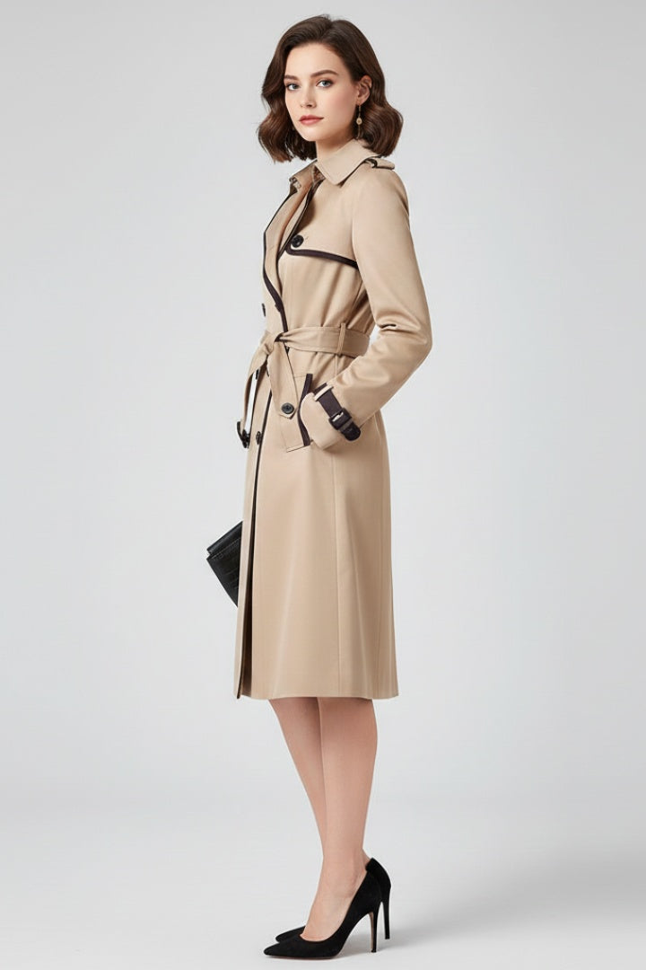 Vivian | Women's Long Trench Coat Belted Double Breasted Classic