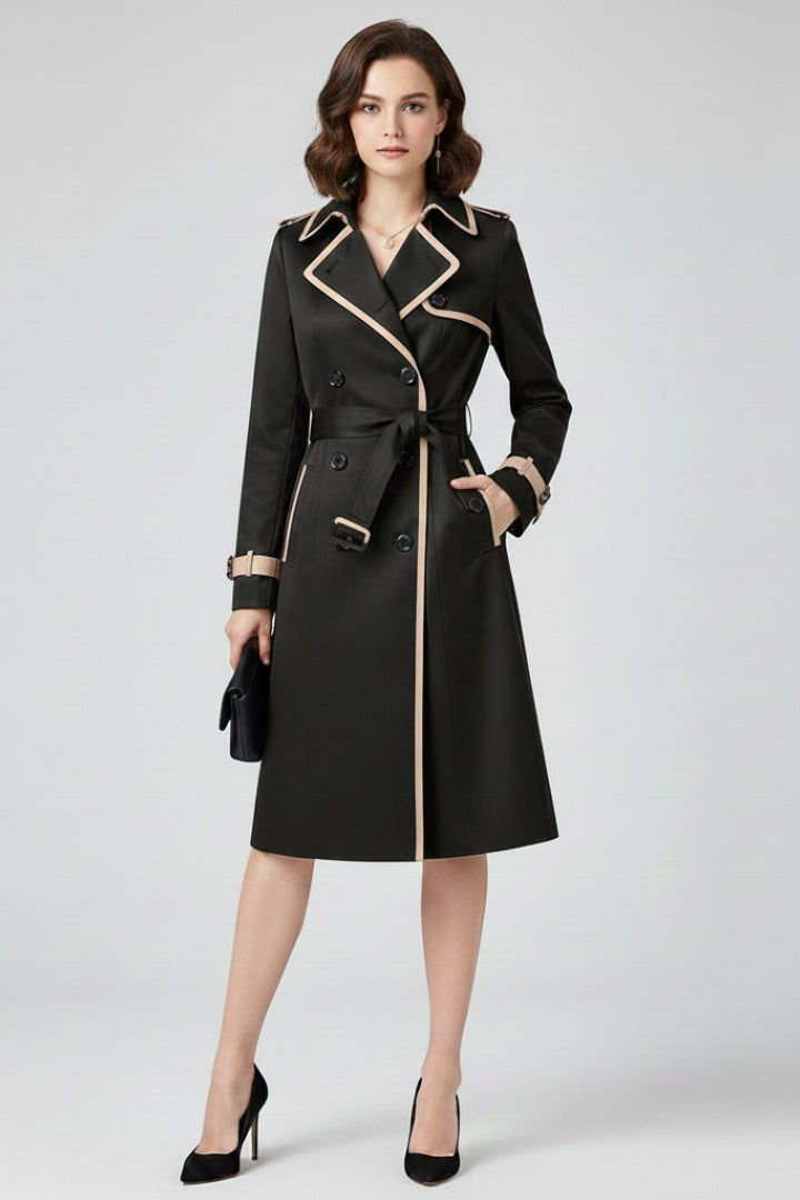 Vivian | Women's Long Trench Coat Belted Double Breasted Classic