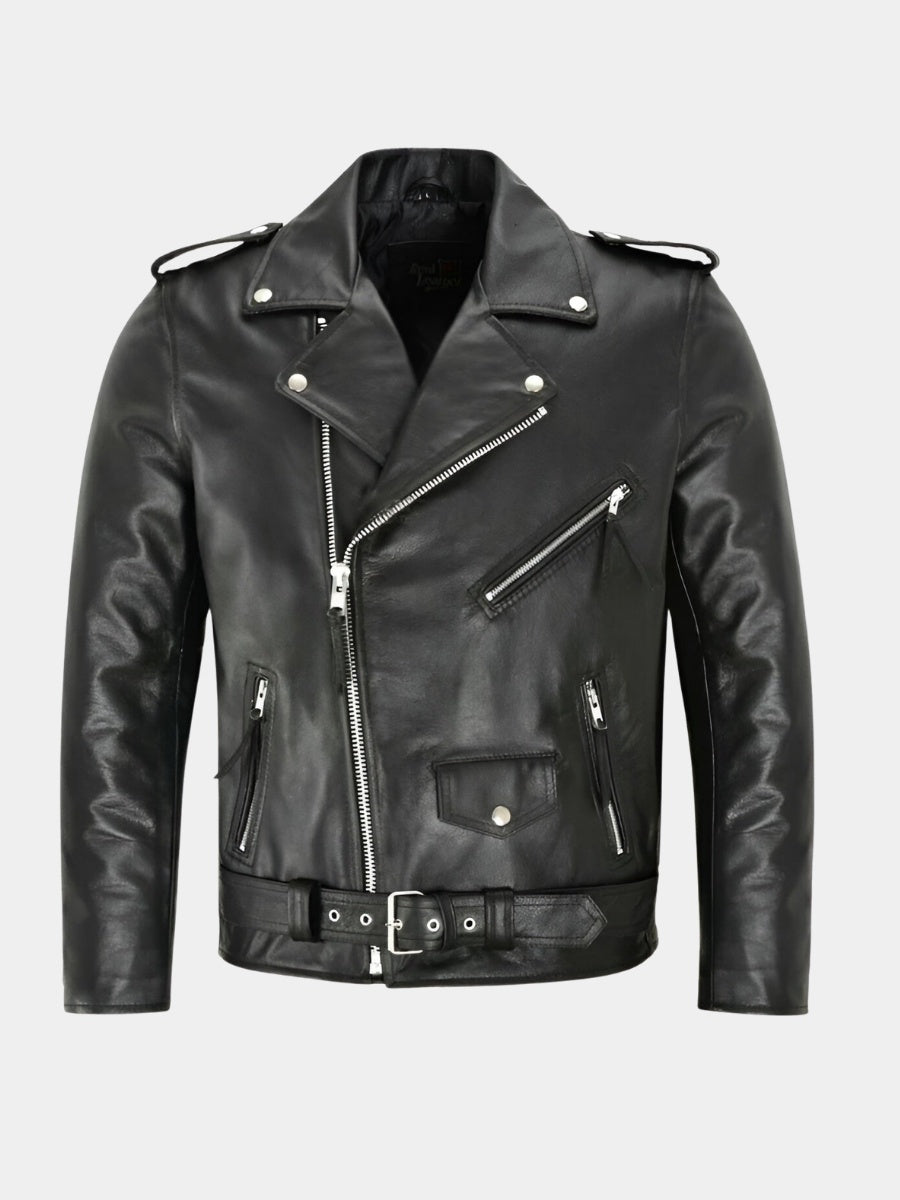 Sean | Men's Leather Jacket Biker Asymmetric Zipper Moto