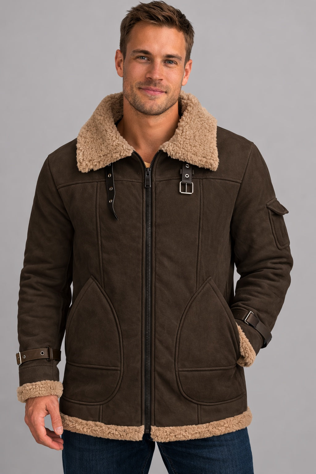 Sawyer | Men's Suede Winter Jacket Sherpa Lined