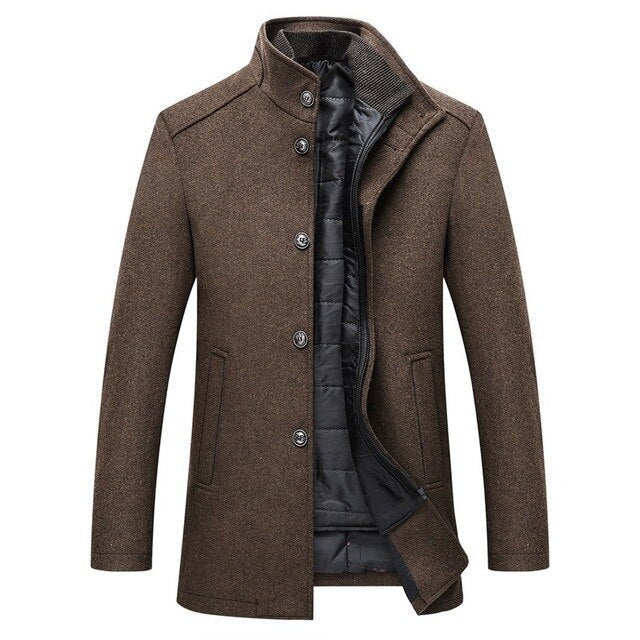 Bennett | Men's Wool Blend Coat Quilted Lining Stand Collar