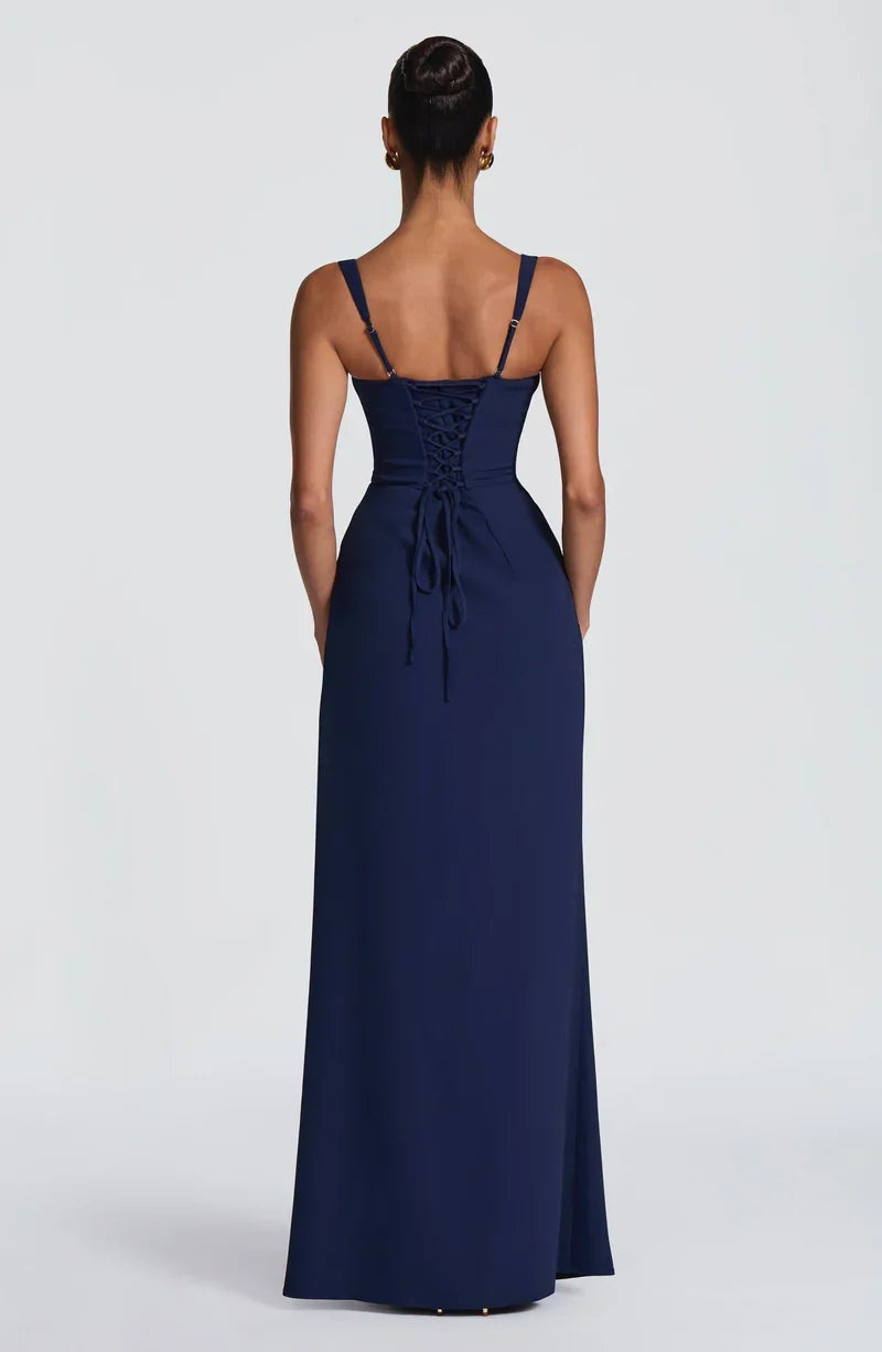 Eleanor | Women's Formal Evening Gown Square Neck with High Slit