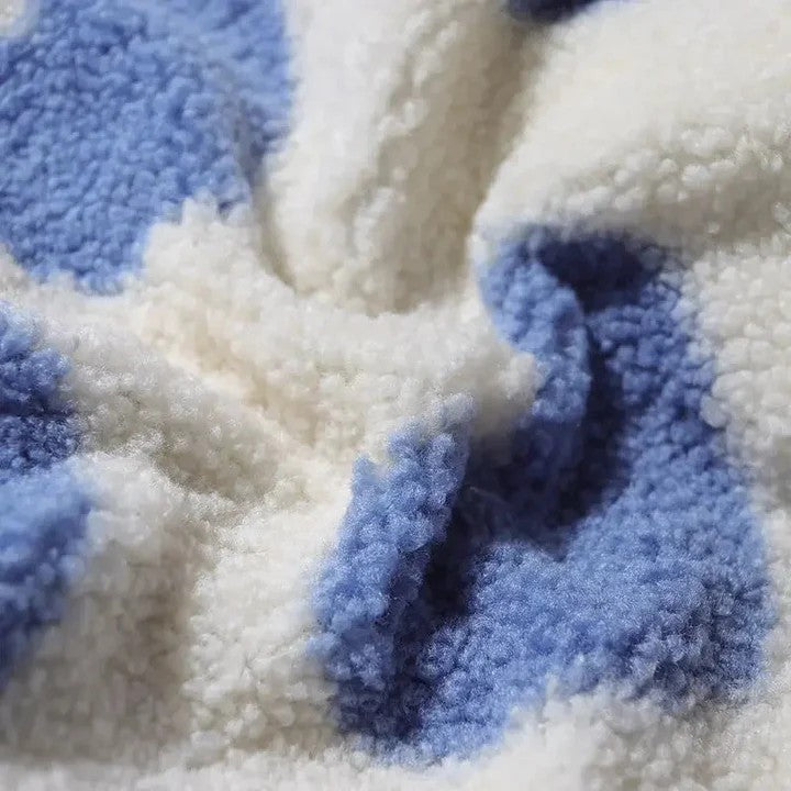 Ella | Women's Fluffy Teddy Jacket Heart Print Zip Up