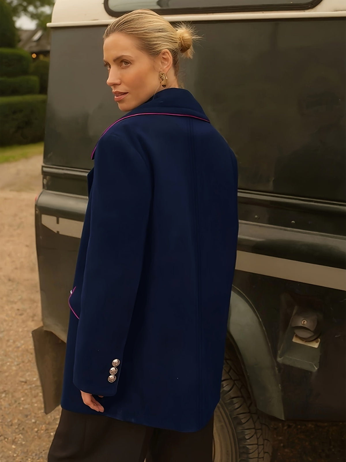 Ellie | Women's Double Breasted Peacoat with Contrast Piping