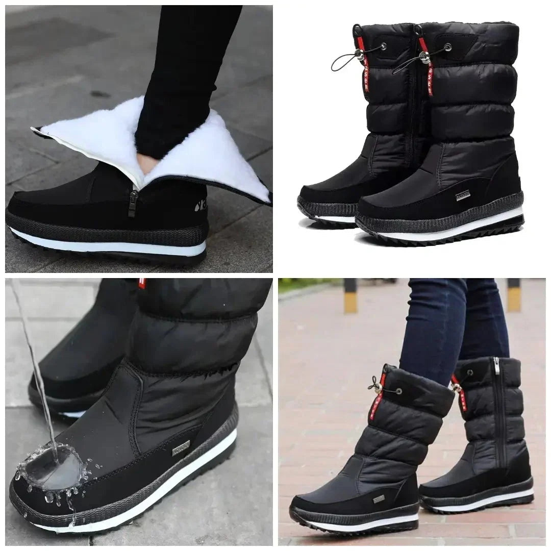 Emily | Women's Quilted Snow Boots Mid Calf with Side Zipper