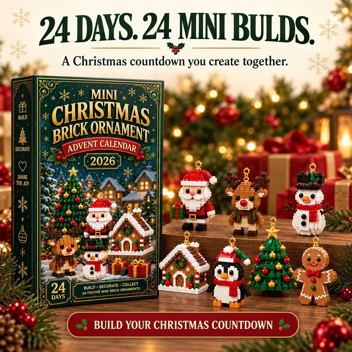 Emma | Christmas Brick Ornament Advent Calendar 24 Mini Building Sets