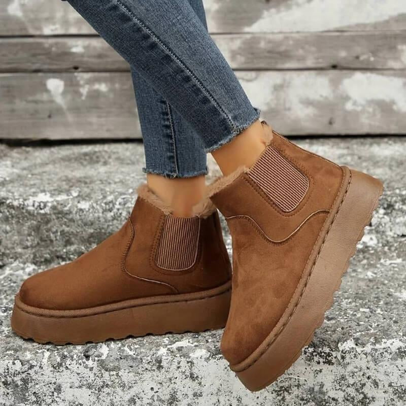Elise | Women's Suede Platform Chelsea Boots Lined Ankle