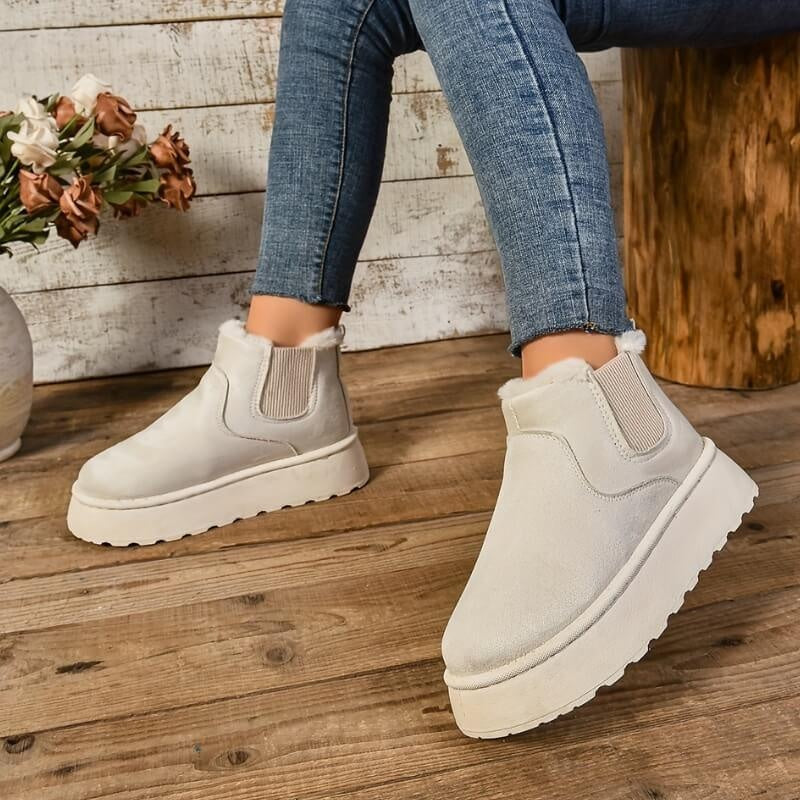 Elise | Women's Suede Platform Chelsea Boots Lined Ankle