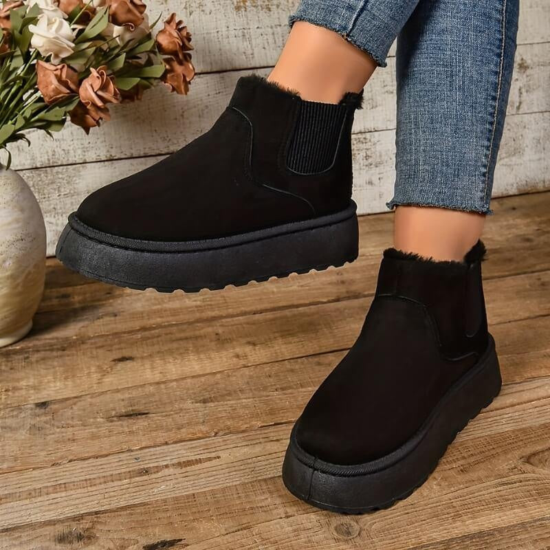 Elise | Women's Suede Platform Chelsea Boots Lined Ankle