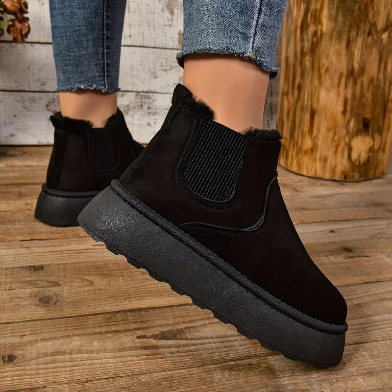 Elise | Women's Suede Platform Chelsea Boots Lined Ankle