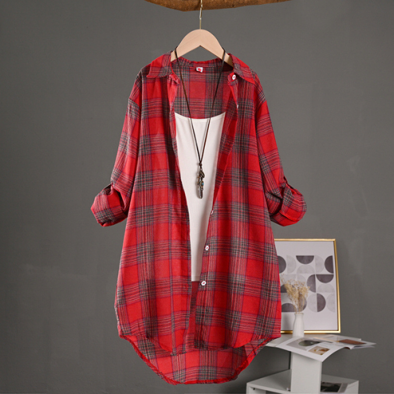 Madelyn | Women's Cotton Plaid Shacket Oversized Flannel Shirt Jacket