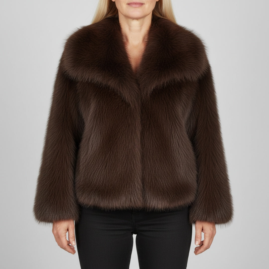 Isla | Women's Faux Fur Jacket Wide Collar Fluffy Coat