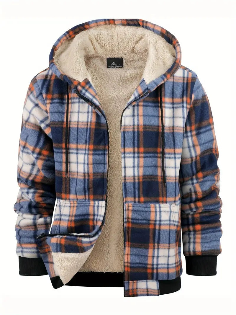 Silas | Men's Plaid Sherpa Jacket Hooded Winter Flannel