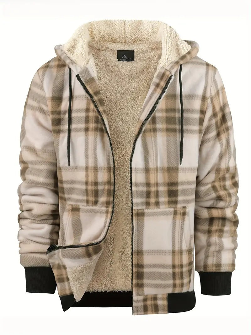 Silas | Men's Plaid Sherpa Jacket Hooded Winter Flannel