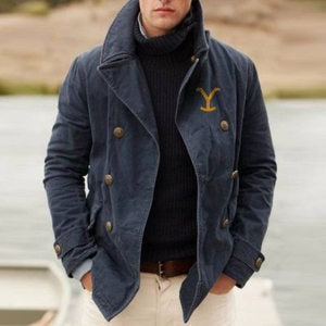 Garrett | Men's Cotton Peacoat Double Breasted Stand Collar