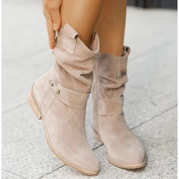 Maggie | Women's Suede Cowboy Boots Slouchy Mid Calf