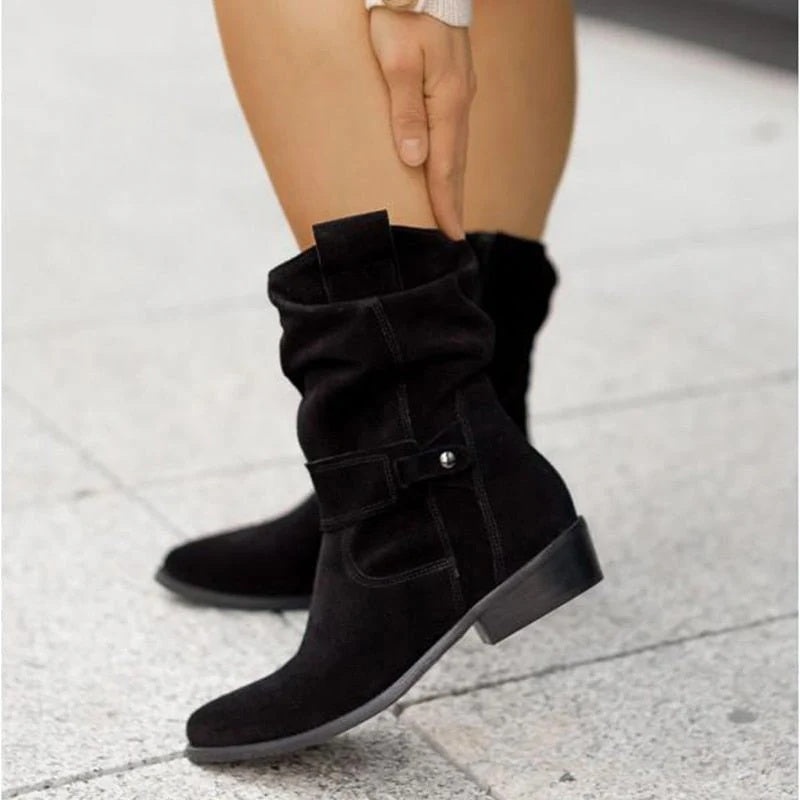 Maggie | Women's Suede Cowboy Boots Slouchy Mid Calf