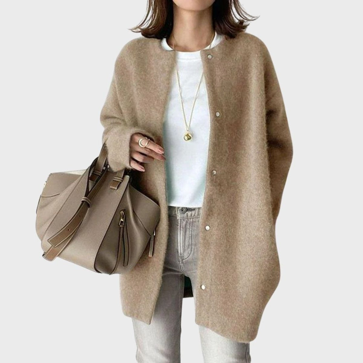 Harper | Women's Oversized Cashmere Cardigan Snap Button