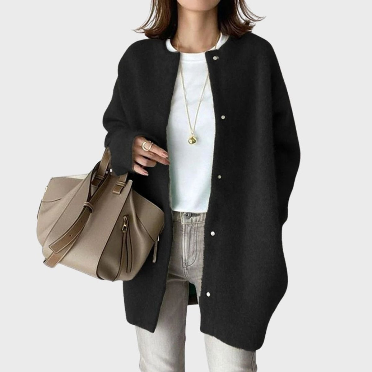 Harper | Women's Oversized Cashmere Cardigan Snap Button