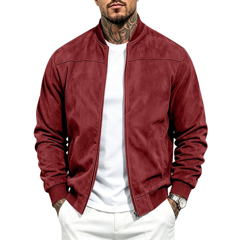 Jack | Men's Suede Bomber Jacket with Ribbed Cuffs and Hem