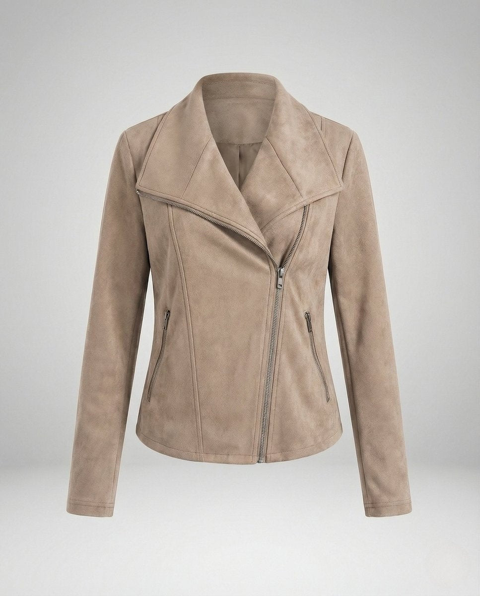 Colette | Women's Suede Moto Jacket Asymmetric Closure