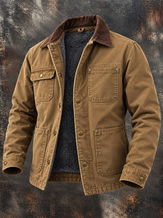Levi | Men's Cotton Sherpa Lined Chore Jacket with Corduroy Collar