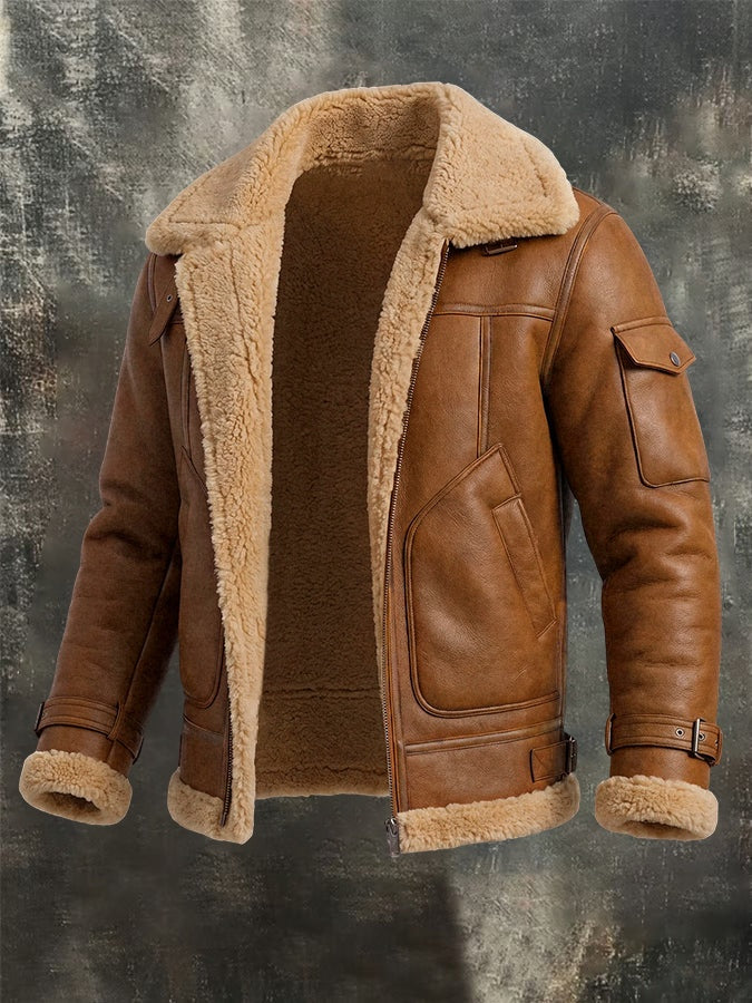 Liam | Men's Faux Suede Sherpa Jacket Aviator Style