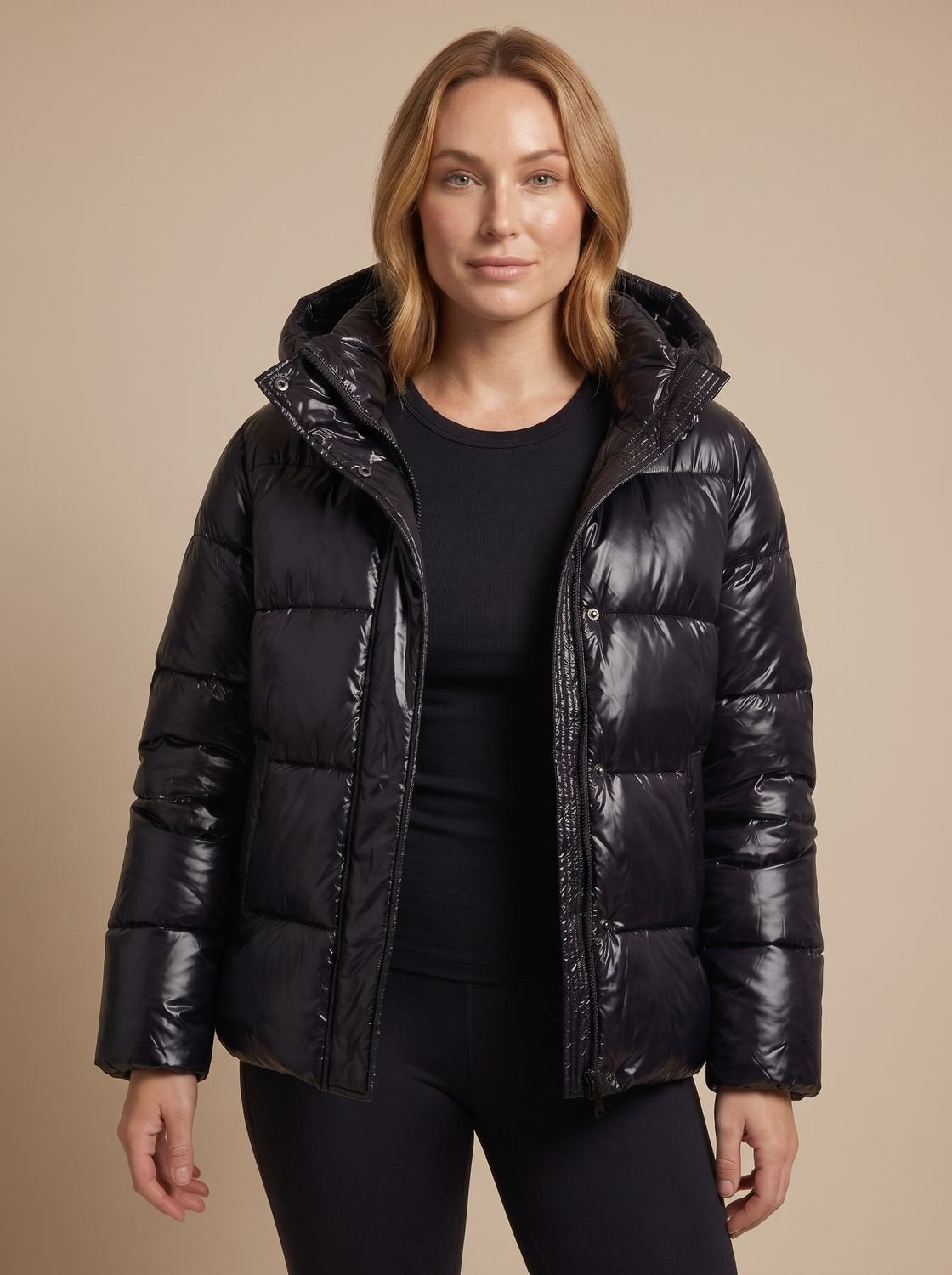 Lillian | Women's Quilted Down Jacket with Hood Glossy Finish